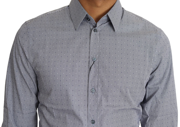 Dolce &amp; Gabbana Gray Dotted Semi Fitted Formal SICILIA Shirt
