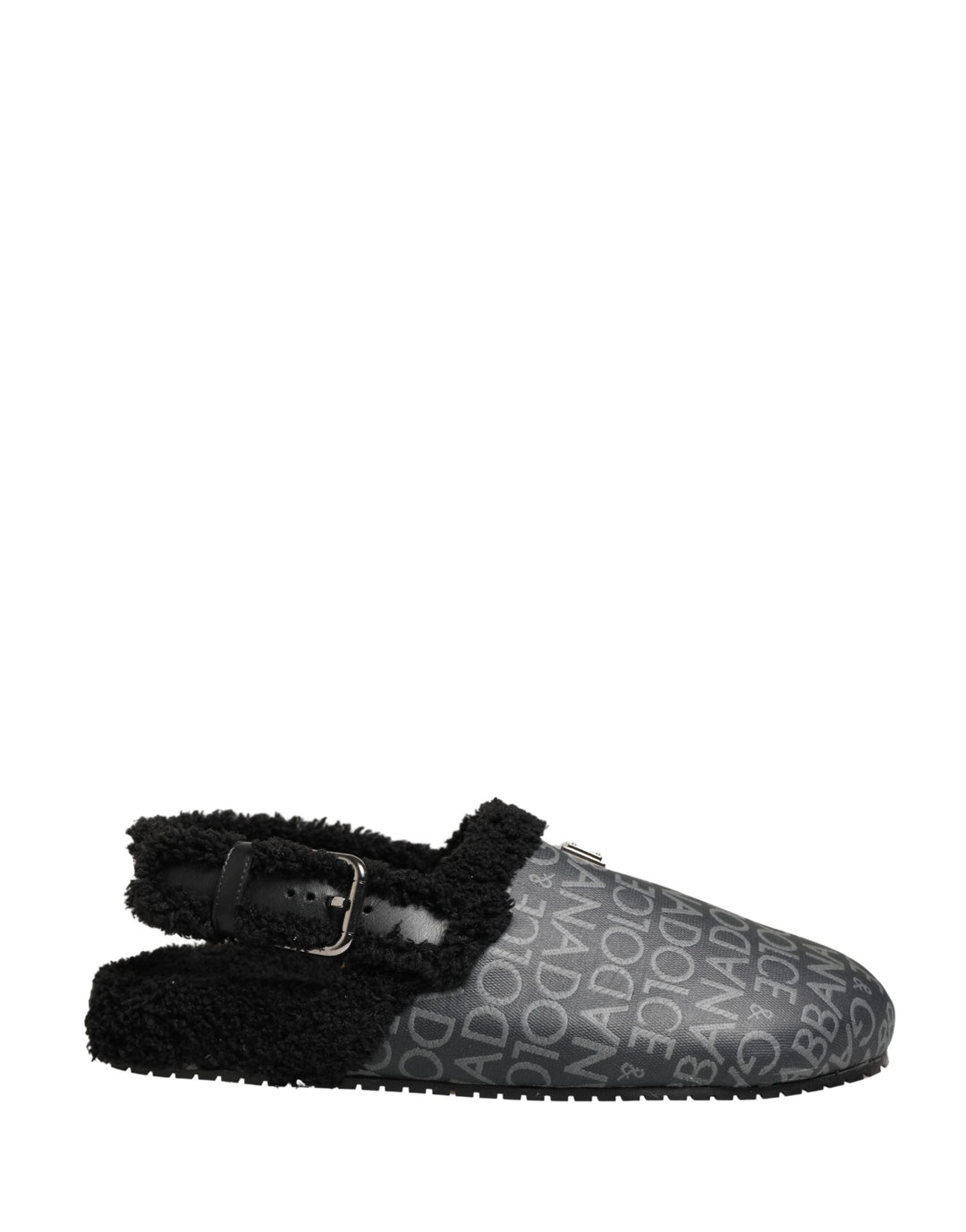 Men’s Dolce &amp; Gabbana Gray Faux Fur Jacquard Mules Sandals Shoes