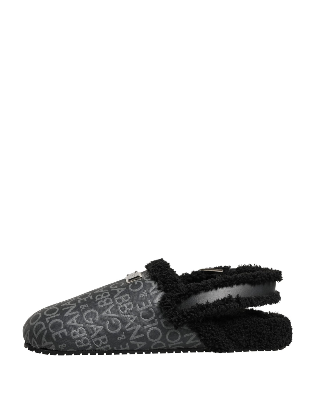 Men’s Dolce &amp; Gabbana Gray Faux Fur Jacquard Mules Sandals Shoes