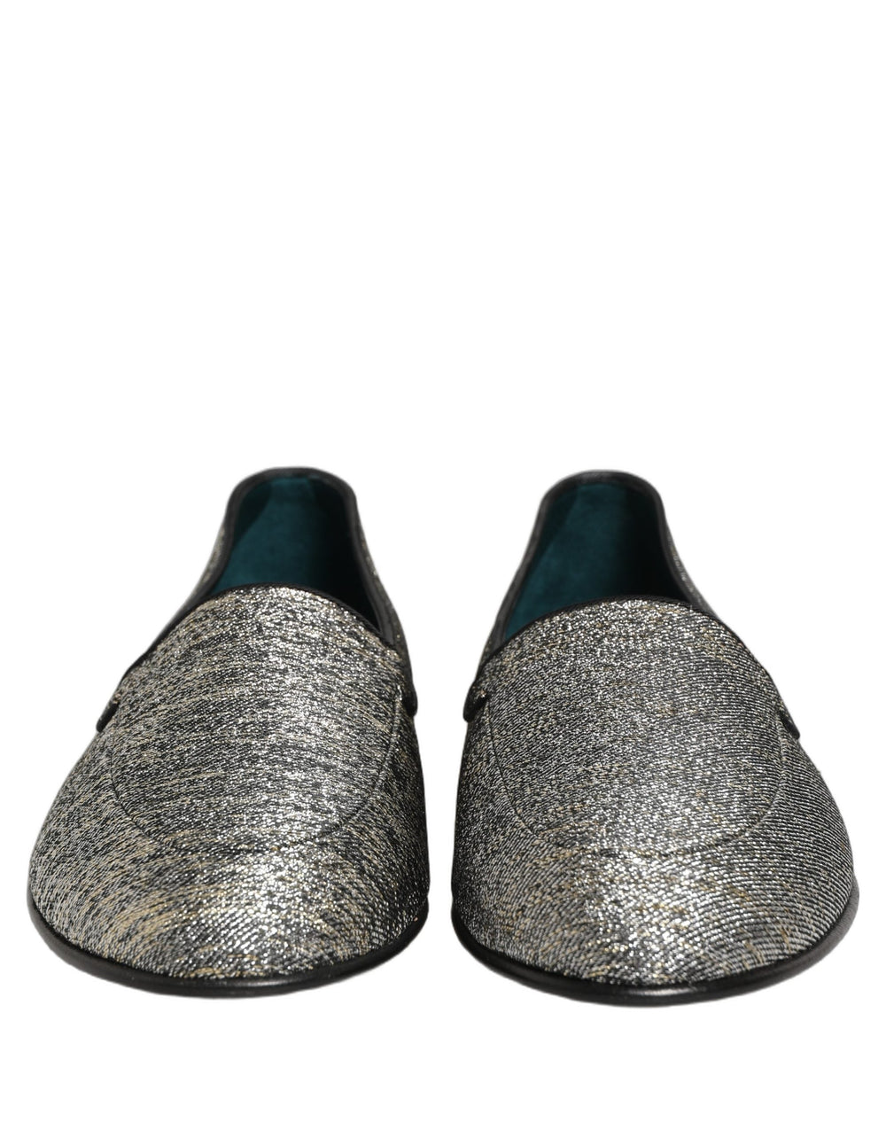Men’s Dolce & Gabbana Gray Glitter Lurex Dg Logo Dress Loafers Shoes