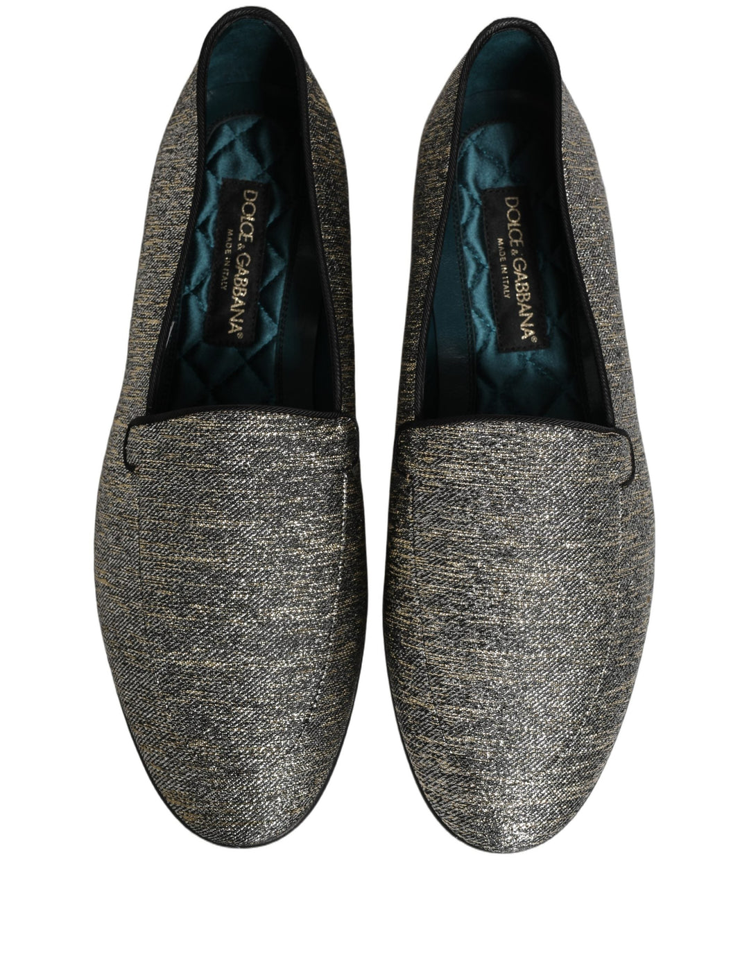 Men’s Dolce &amp; Gabbana Gray Glitter Lurex Dg Logo Dress Loafers Shoes