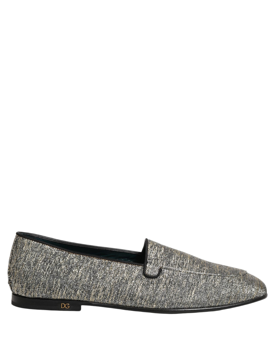 Men’s Dolce &amp; Gabbana Gray Glitter Lurex Dg Logo Dress Loafers Shoes