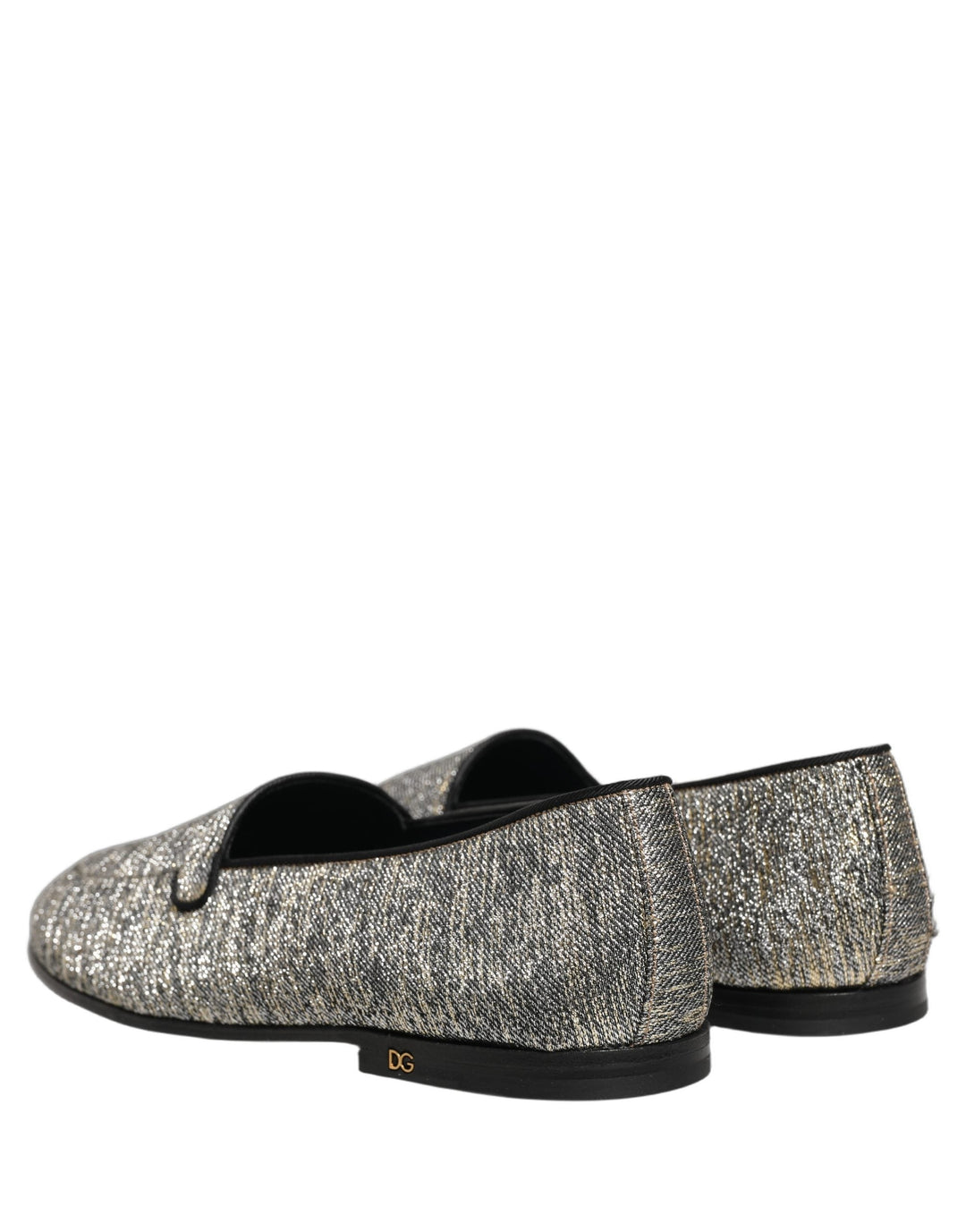 Men’s Dolce &amp; Gabbana Gray Glitter Lurex Dg Logo Dress Loafers Shoes