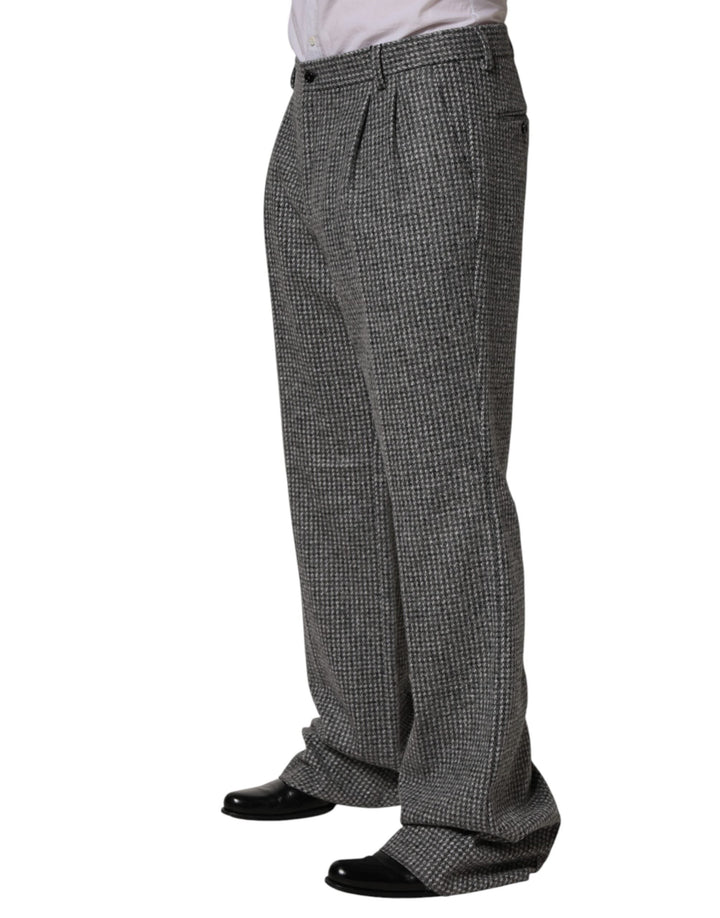 Dolce &amp; Gabbana Gray Houndstooth Straight Dress Trouser Pants