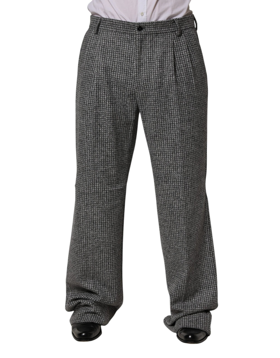 Dolce &amp; Gabbana Gray Houndstooth Straight Dress Trouser Pants