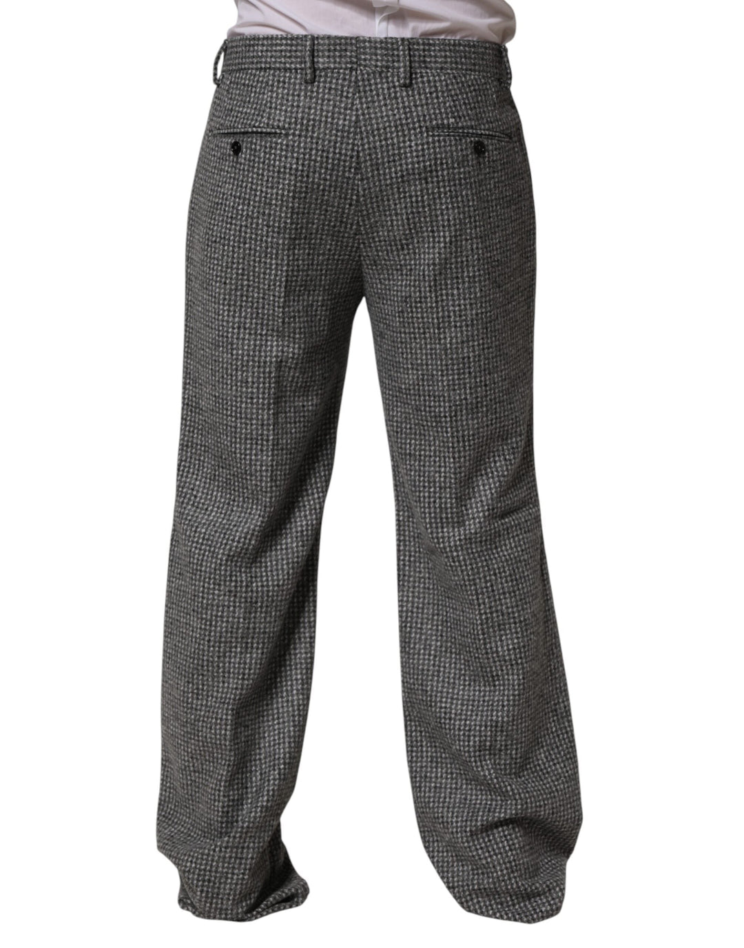 Dolce &amp; Gabbana Gray Houndstooth Straight Dress Trouser Pants