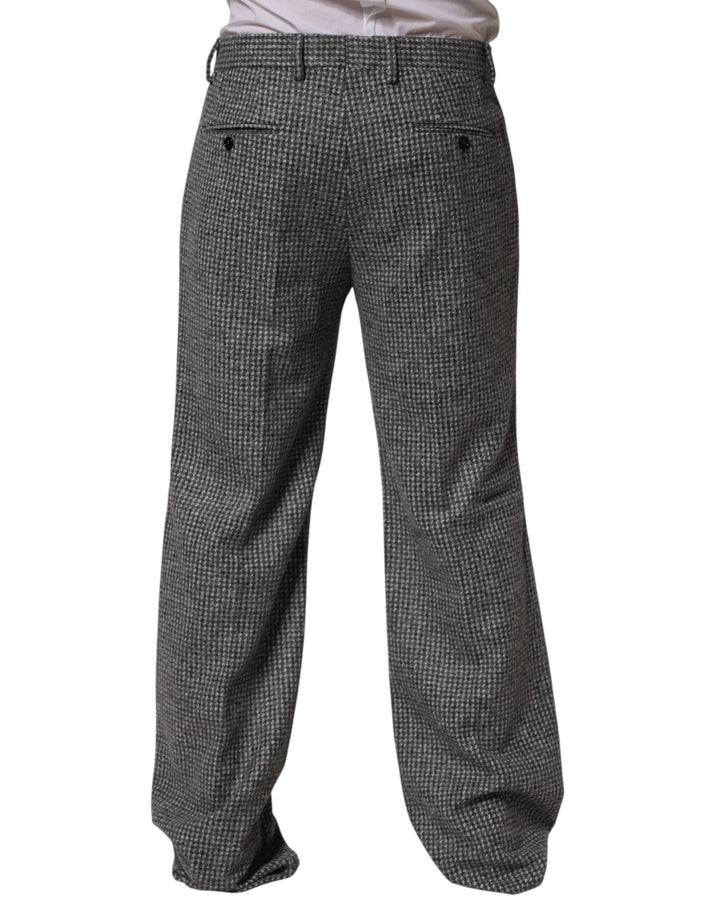 Dolce &amp; Gabbana Gray Houndstooth Straight Dress Trouser Pants