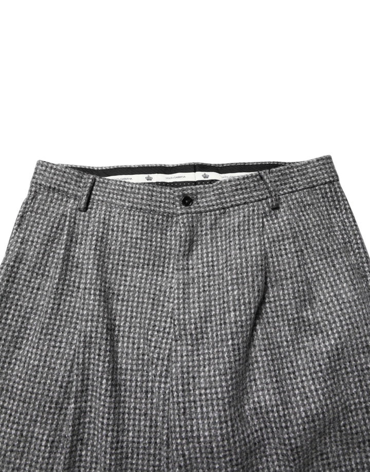 Dolce &amp; Gabbana Gray Houndstooth Straight Dress Trouser Pants