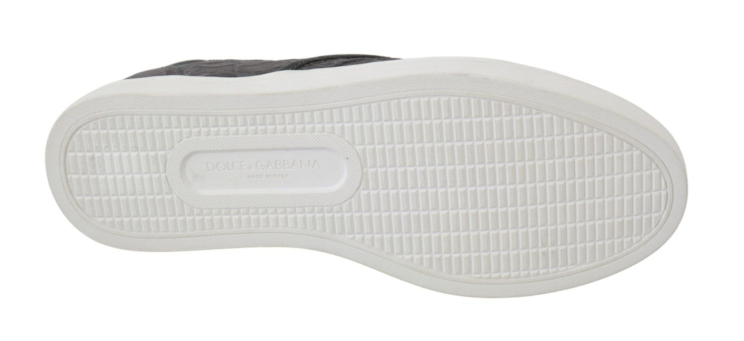 Men’s Dolce &amp; Gabbana Gray Leather Flat Caiman Mens Loafers Shoes
