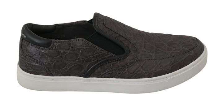Men’s Dolce &amp; Gabbana Gray Leather Flat Caiman Mens Loafers Shoes