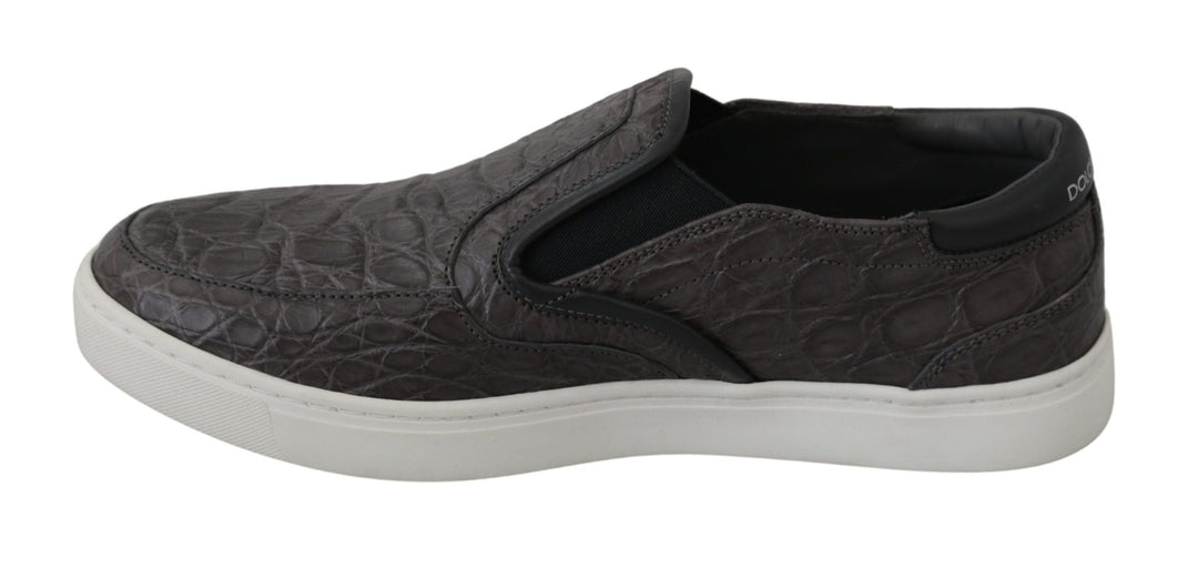 Men’s Dolce &amp; Gabbana Gray Leather Flat Caiman Mens Loafers Shoes