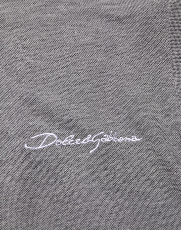 Dolce &amp; Gabbana Gray Logo Embroidery Collared Polo T-shirt