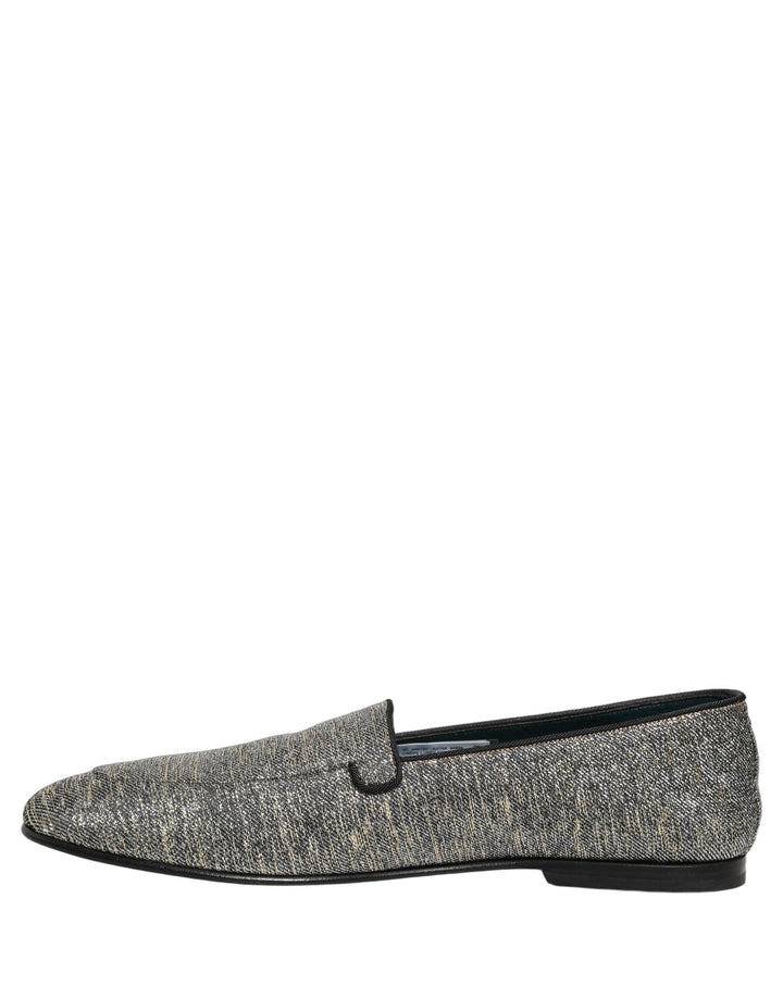 Men’s Dolce &amp; Gabbana Gray Lurex Glitter Men Dress Loafers Shoes