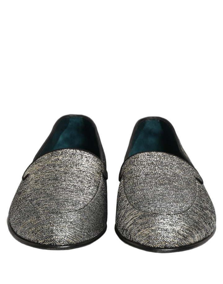 Men’s Dolce &amp; Gabbana Gray Lurex Glitter Men Dress Loafers Shoes
