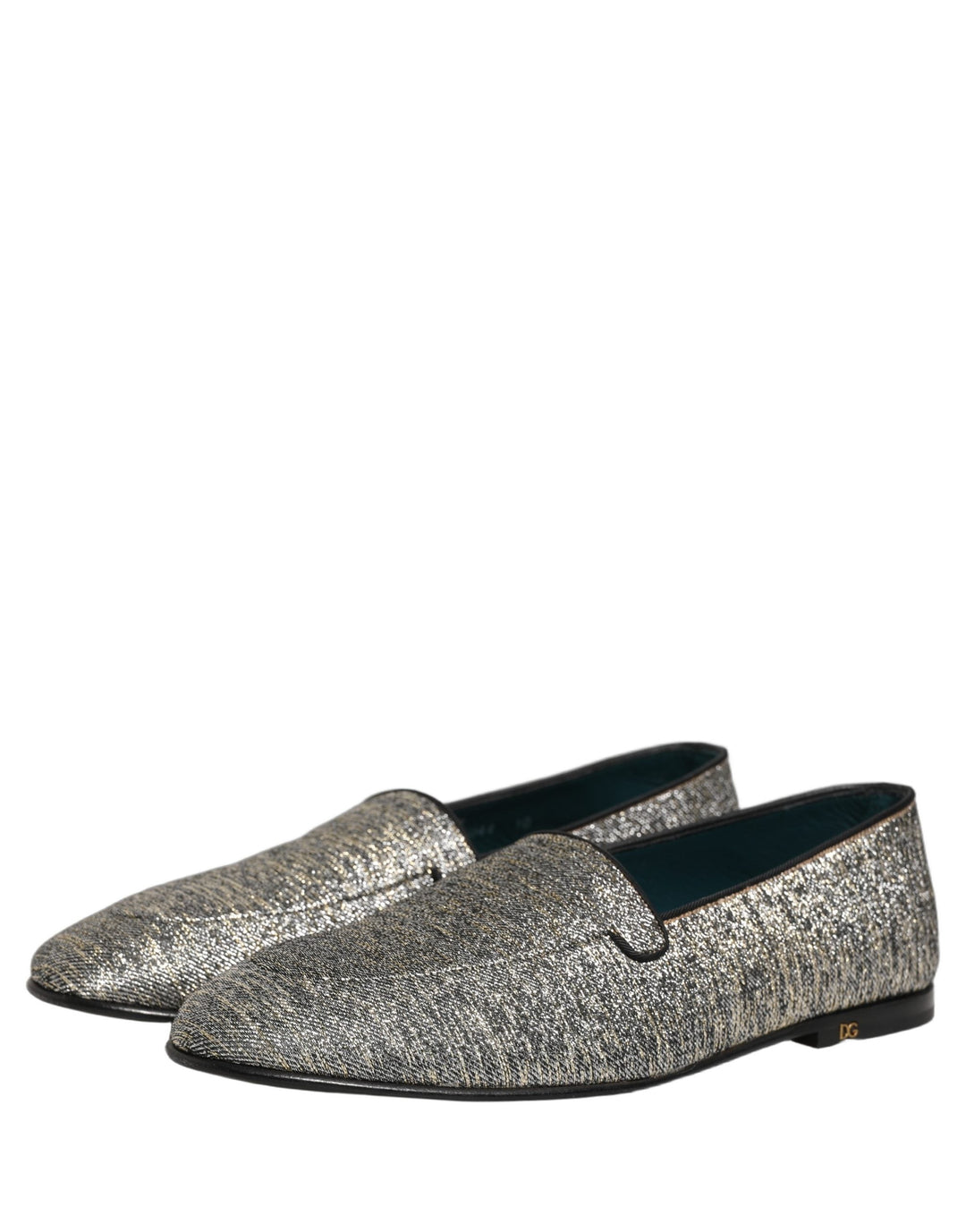 Men’s Dolce &amp; Gabbana Gray Lurex Glitter Men Dress Loafers Shoes