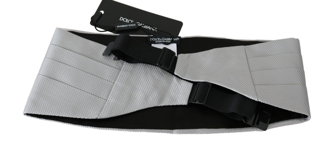 Dolce &amp; Gabbana Gray Men Waist Belt 100% Silk Cummerbund