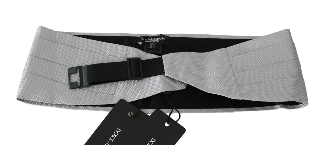 Dolce &amp; Gabbana Gray Men Waist Belt 100% Silk Cummerbund