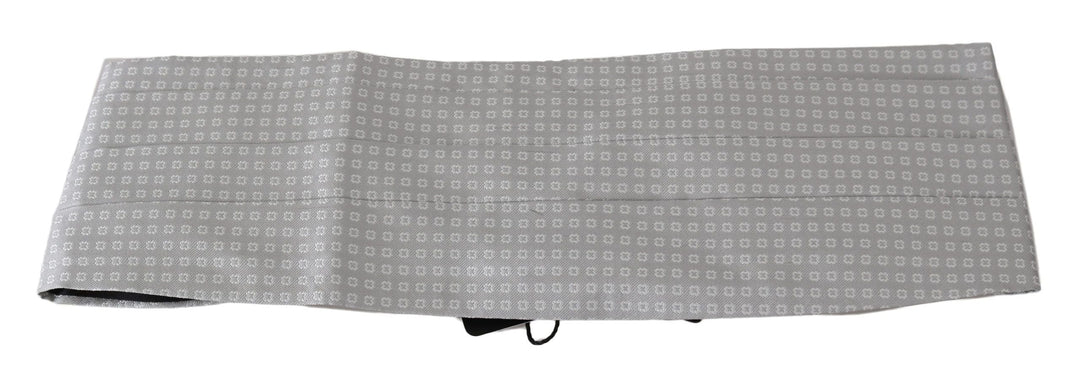 Dolce &amp; Gabbana Gray Patterned Waist Belt Silk Cummerbund