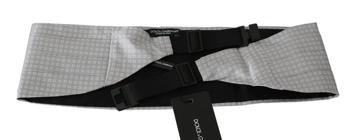Dolce &amp; Gabbana Gray Patterned Waist Belt Silk Cummerbund