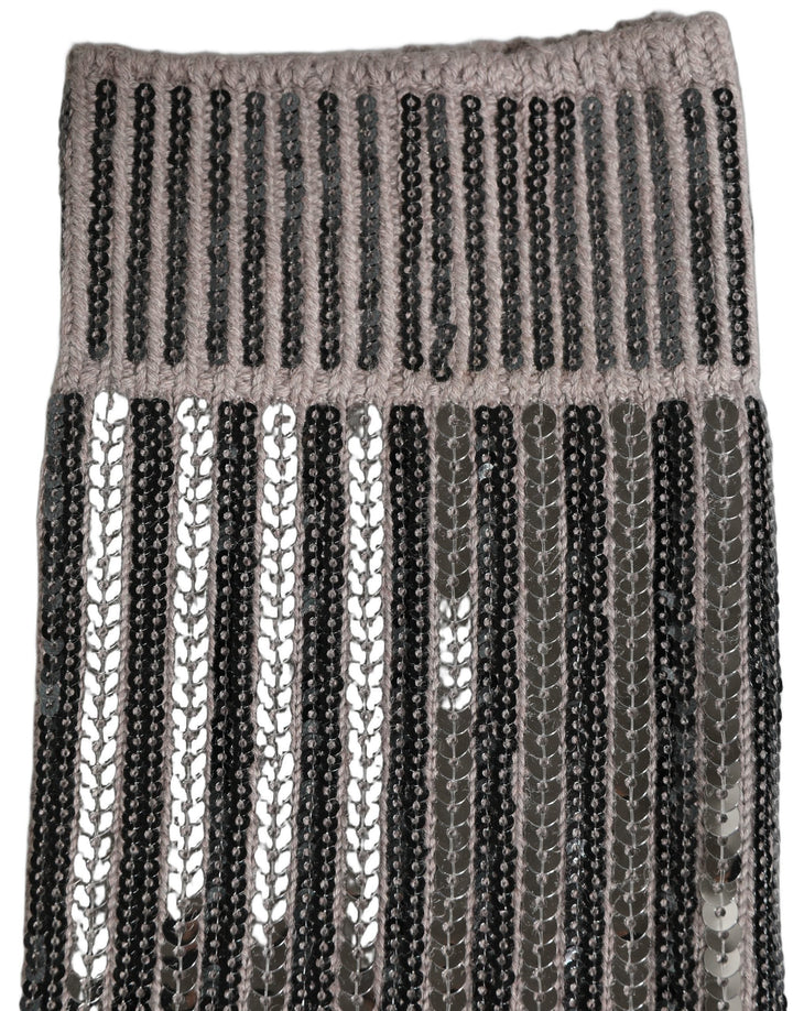 Dolce &amp; Gabbana Gray Sequin Cotton Knit Mid Calf Accessory Socks