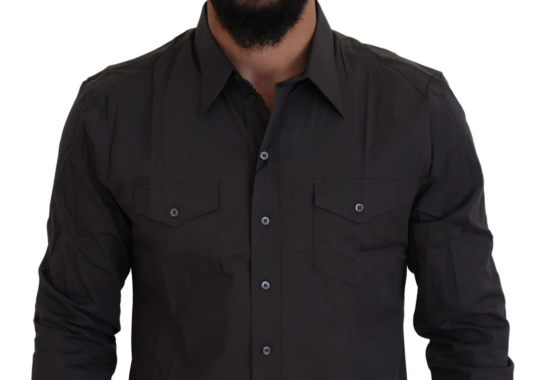 Men’s Dolce &amp; Gabbana Gray Sicilia Slim Fit Stretch Dress Shirt