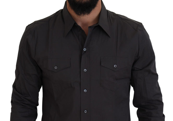 Men’s Dolce &amp; Gabbana Gray Sicilia Slim Fit Stretch Dress Shirt