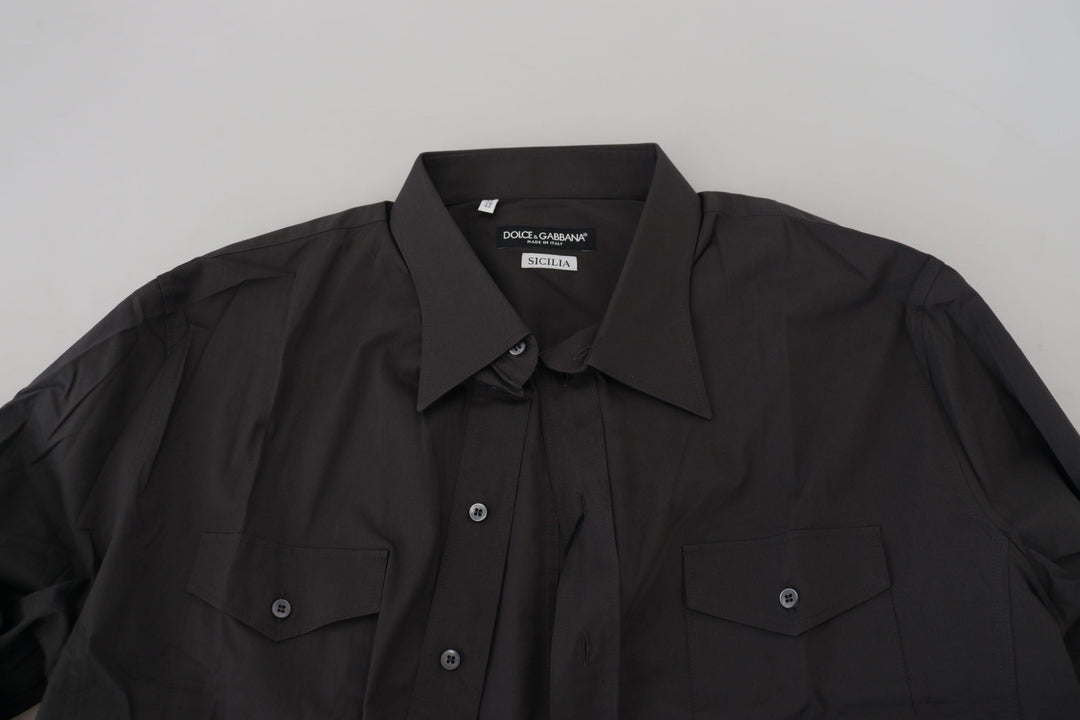 Men’s Dolce &amp; Gabbana Gray Sicilia Slim Fit Stretch Dress Shirt