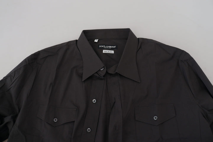 Men’s Dolce &amp; Gabbana Gray Sicilia Slim Fit Stretch Dress Shirt