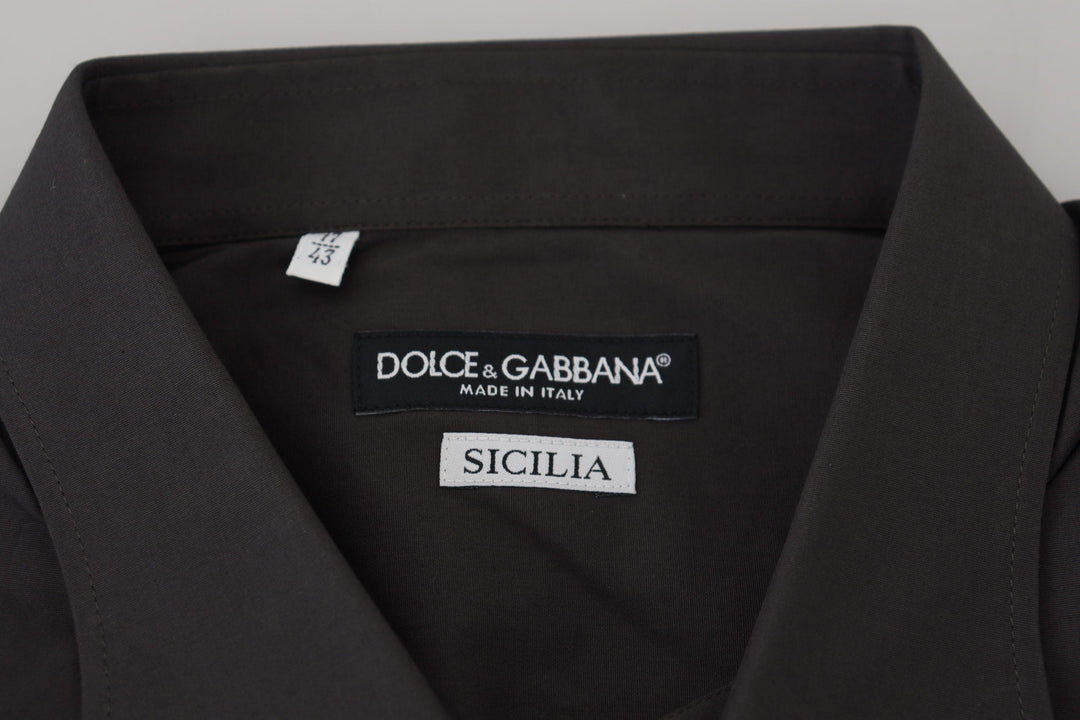 Men’s Dolce &amp; Gabbana Gray Sicilia Slim Fit Stretch Dress Shirt