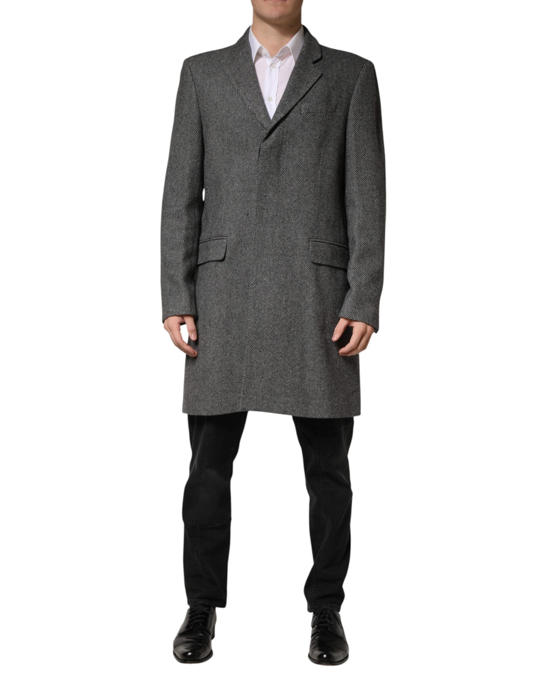 Men’s Dolce & Gabbana Gray Single Breasted Men Trench Coat Jacket