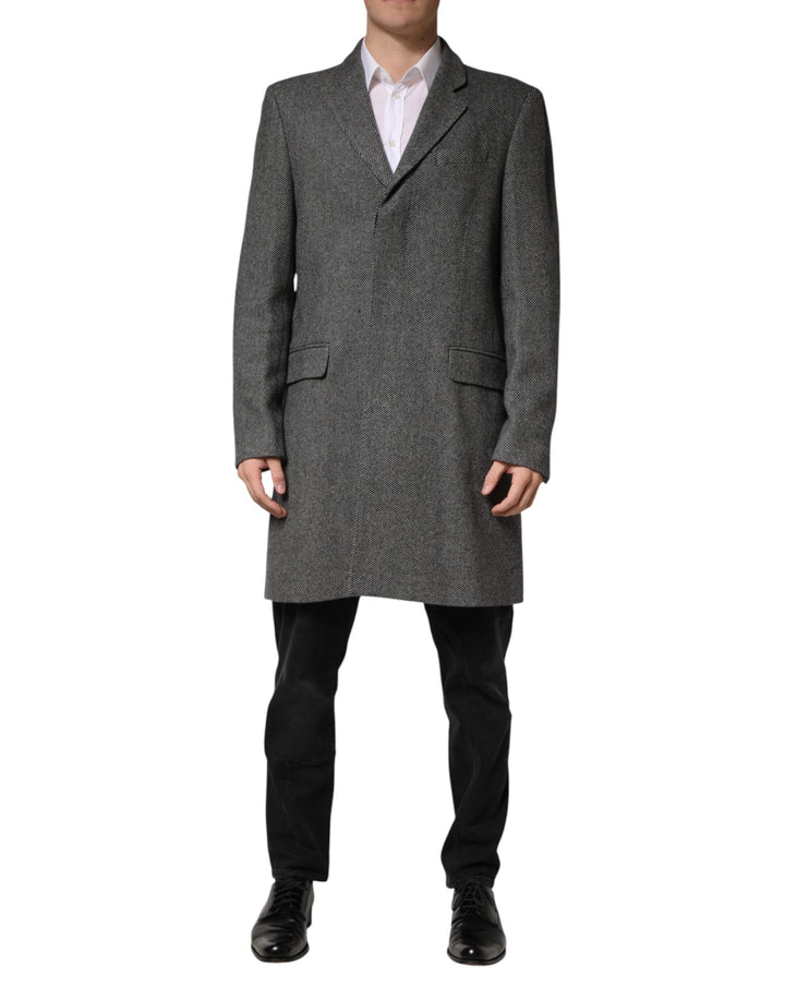 Men’s Dolce &amp; Gabbana Gray Single Breasted Men Trench Coat Jacket
