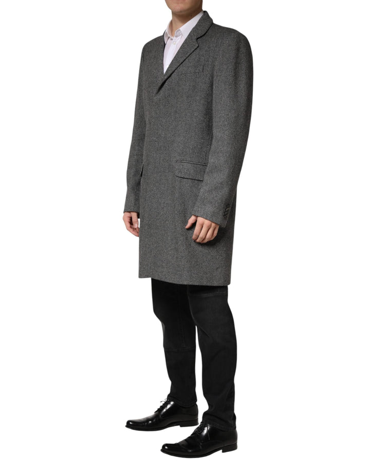 Men’s Dolce &amp; Gabbana Gray Single Breasted Men Trench Coat Jacket