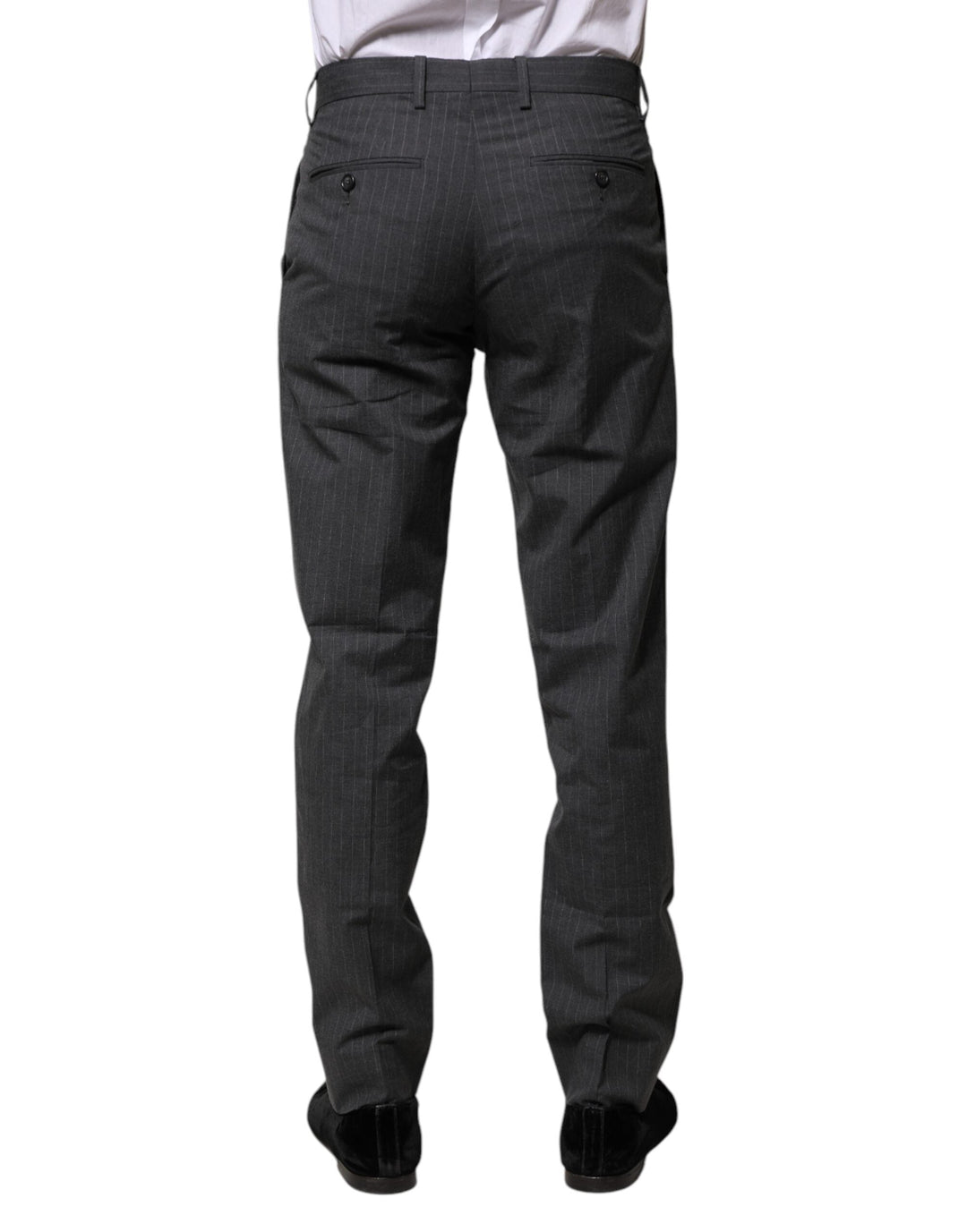 Dolce &amp; Gabbana Gray Striped Cotton Formal Pants