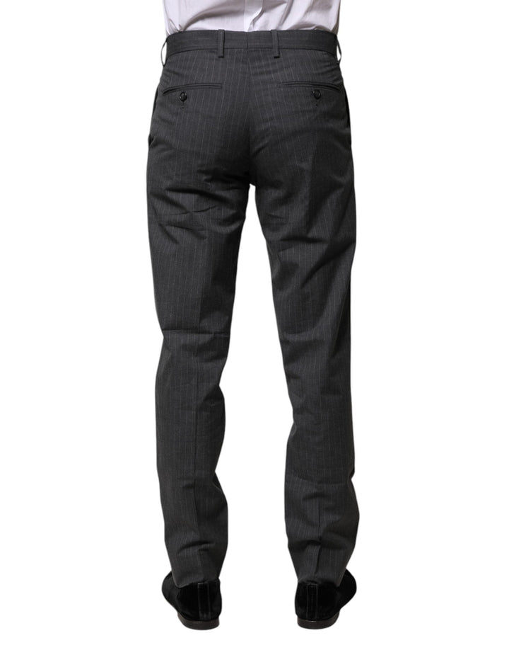 Dolce &amp; Gabbana Gray Striped Cotton Formal Pants