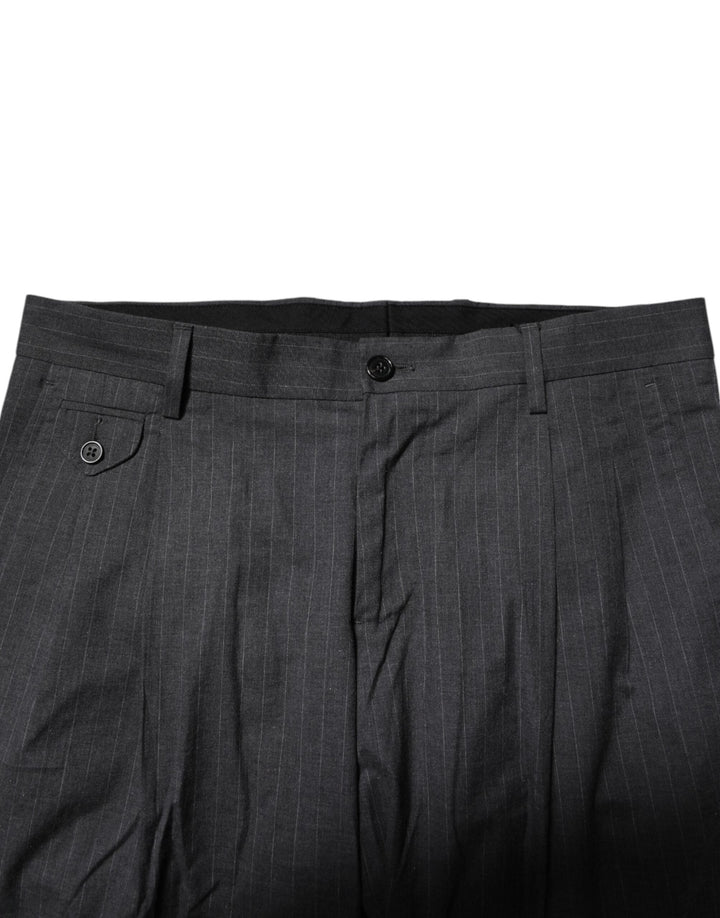 Dolce &amp; Gabbana Gray Striped Cotton Formal Pants