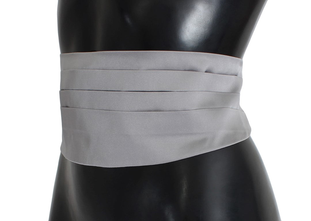 Dolce &amp; Gabbana Gray Waist Belt Silk Cummerbund