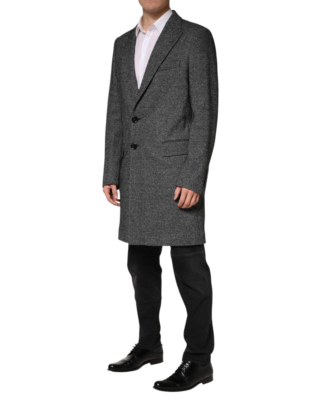 Men’s Dolce &amp; Gabbana Gray Wool Blend Long Trench Coat Men Jacket