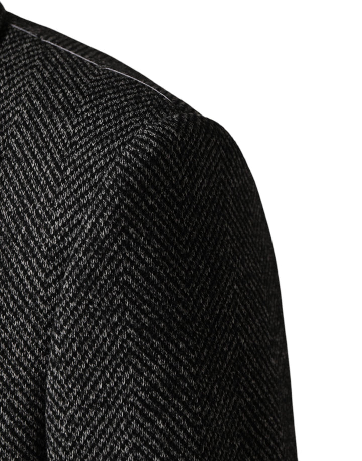 Men’s Dolce &amp; Gabbana Gray Wool Blend Long Trench Coat Men Jacket