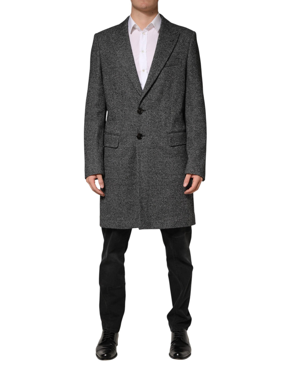 Men’s Dolce & Gabbana Gray Wool Blend Long Trench Coat Men Jacket