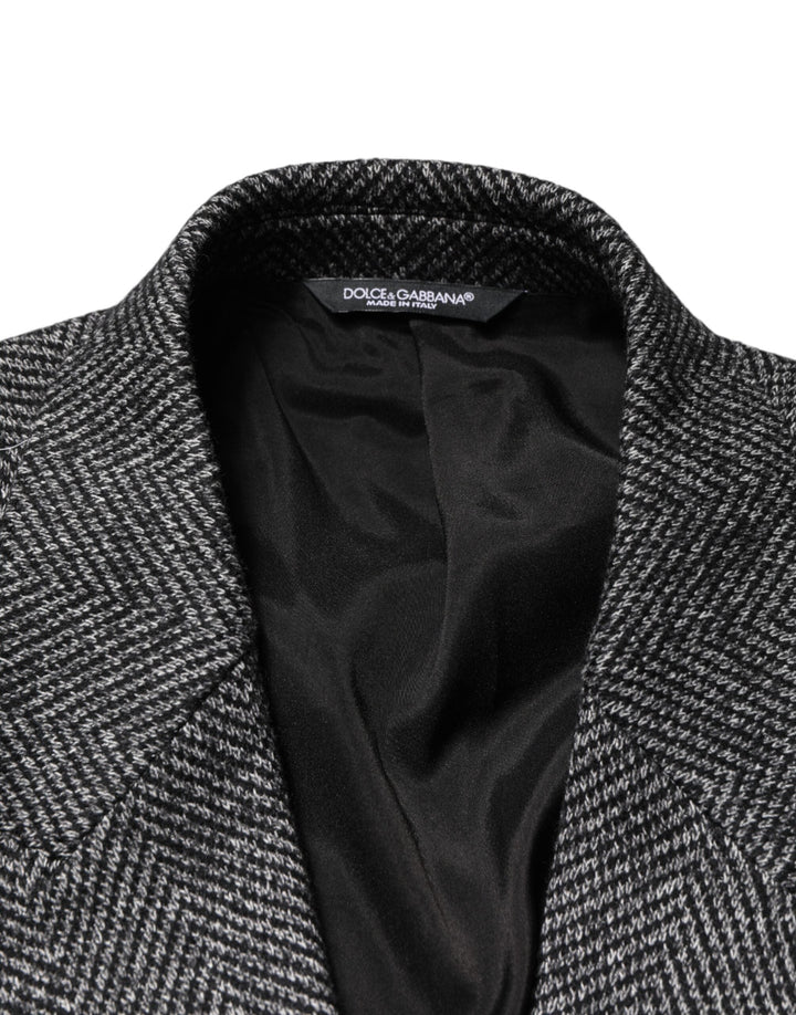 Men’s Dolce &amp; Gabbana Gray Wool Blend Long Trench Coat Men Jacket