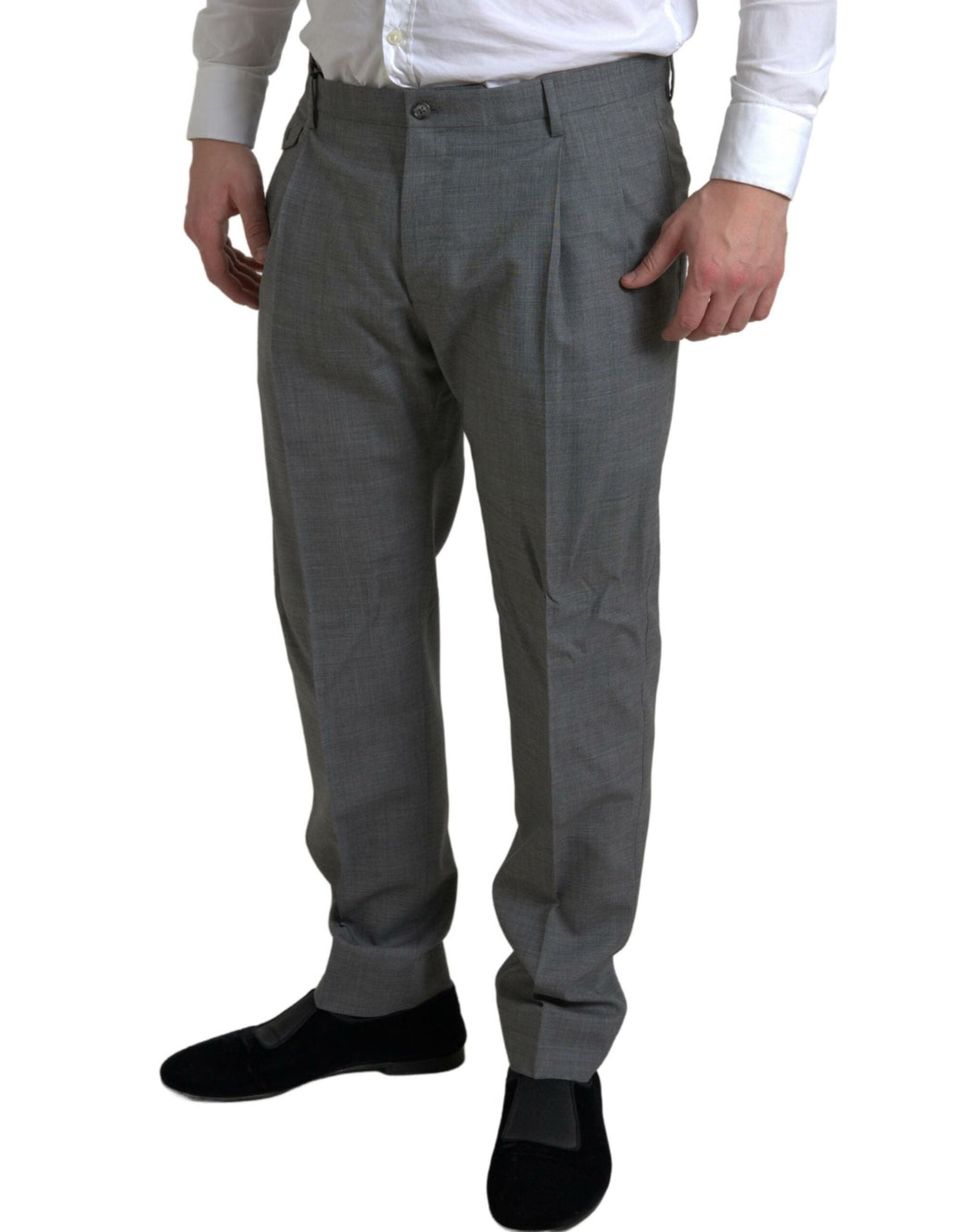 Men’s Dolce &amp; Gabbana Gray Wool Chino Skinny Men Dress Trouser Pants