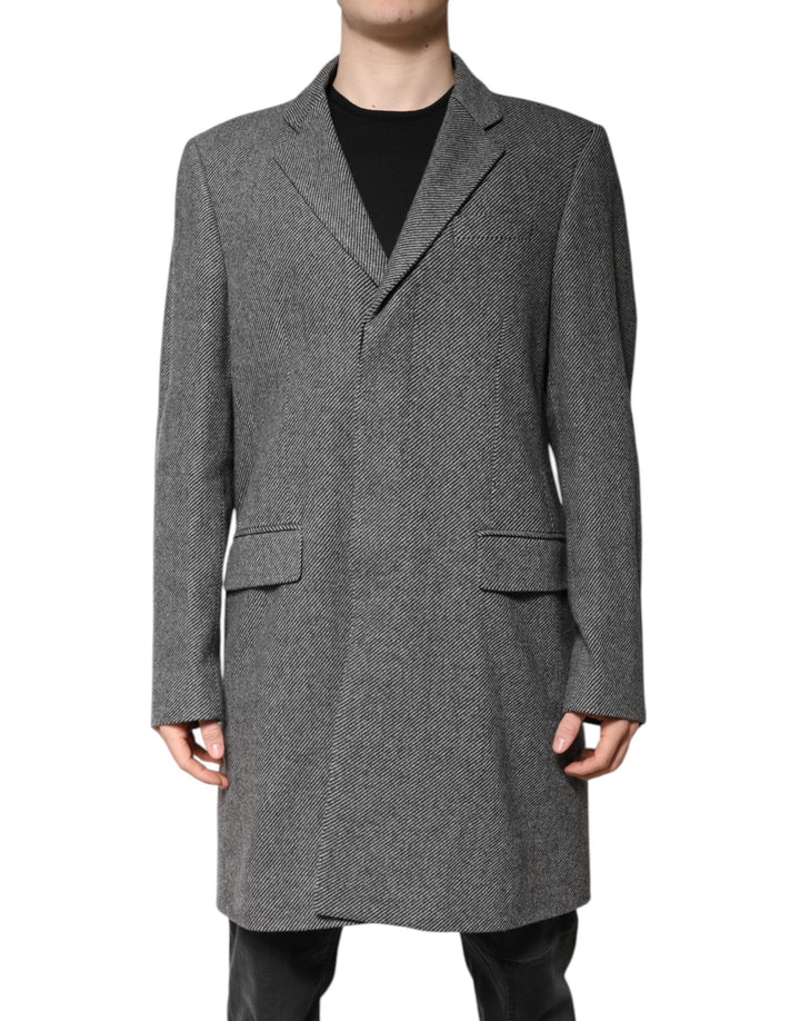 Men’s Dolce &amp; Gabbana Gray Wool Single Breasted Trench Coat Jacket
