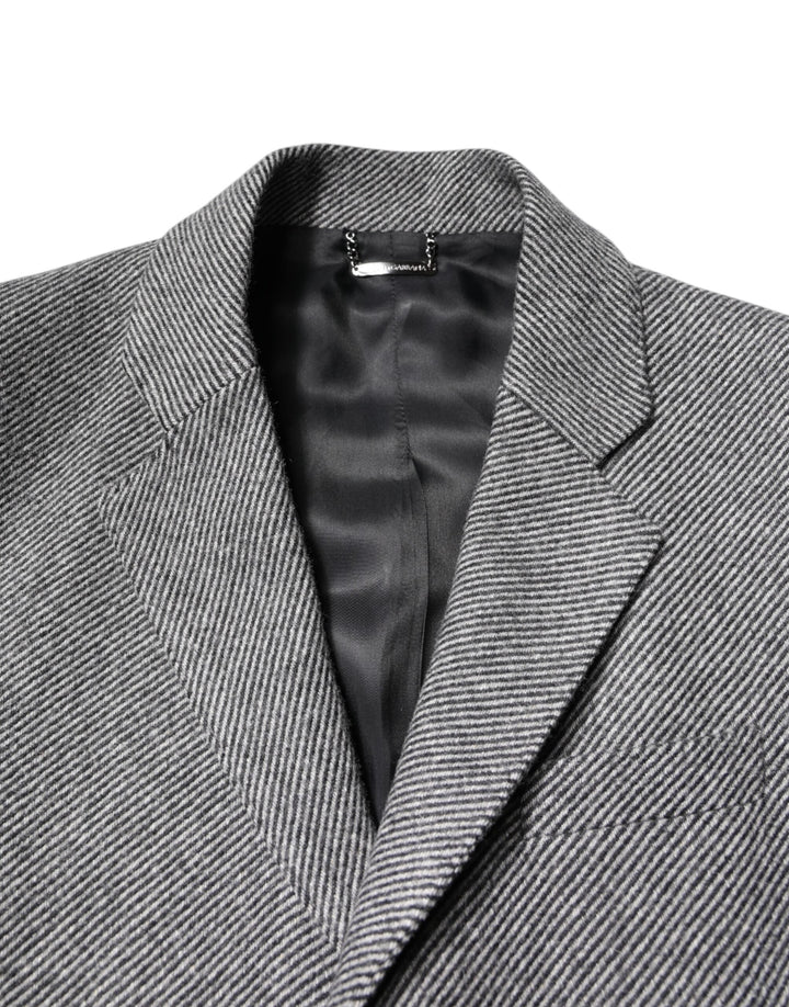 Men’s Dolce &amp; Gabbana Gray Wool Single Breasted Trench Coat Jacket