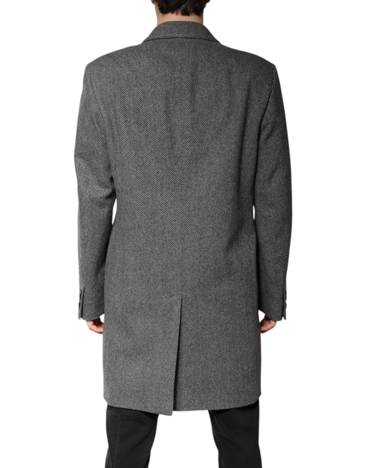 Men’s Dolce &amp; Gabbana Gray Wool Single Breasted Trench Coat Jacket