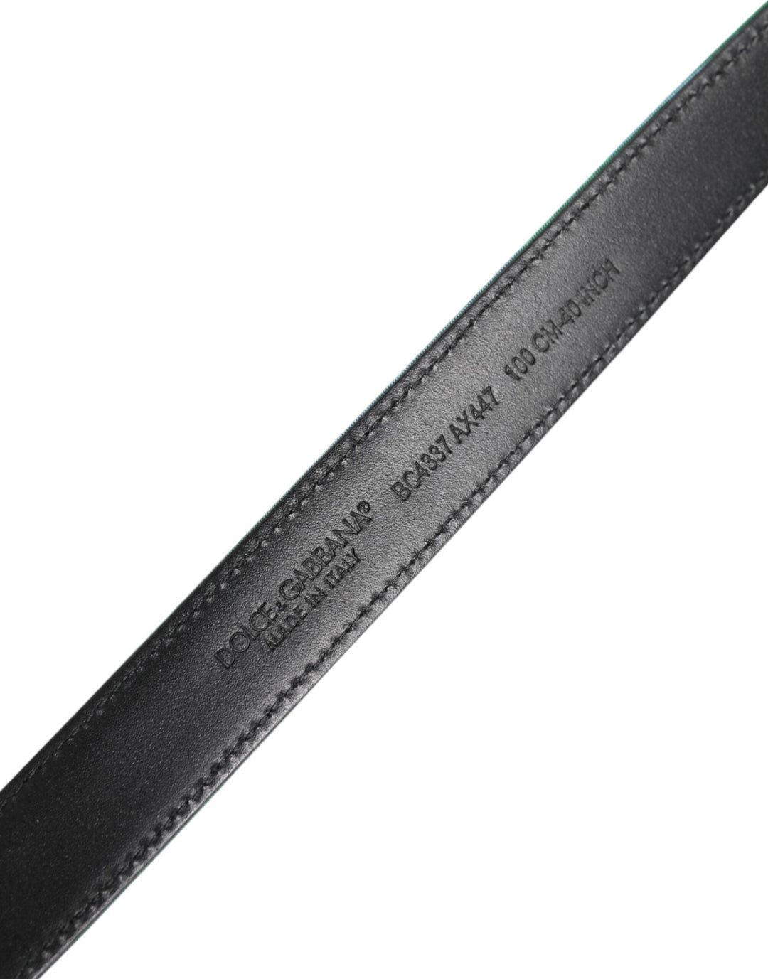 Dolce &amp; Gabbana Green Black Polyester Metal Buckle Belt