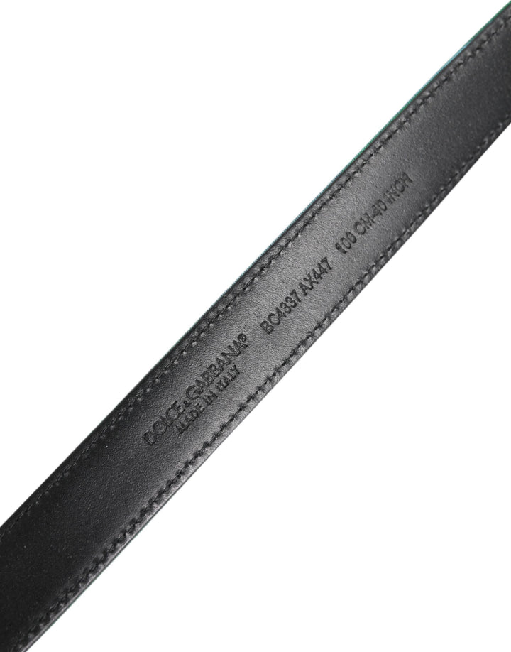 Dolce &amp; Gabbana Green Black Polyester Metal Buckle Belt