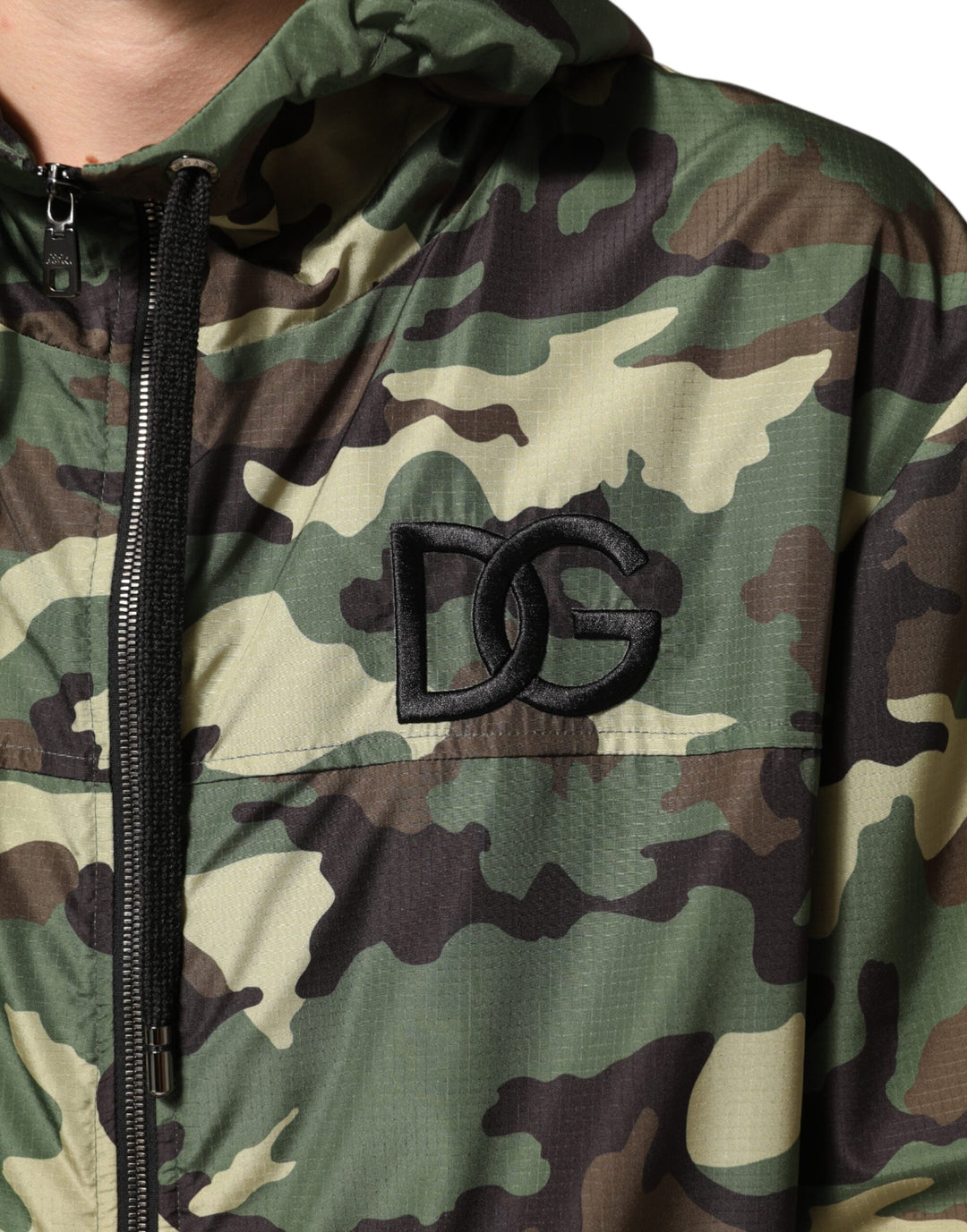 Men’s Dolce &amp; Gabbana Green Camouflage Hooded Sweatshirt Jacket