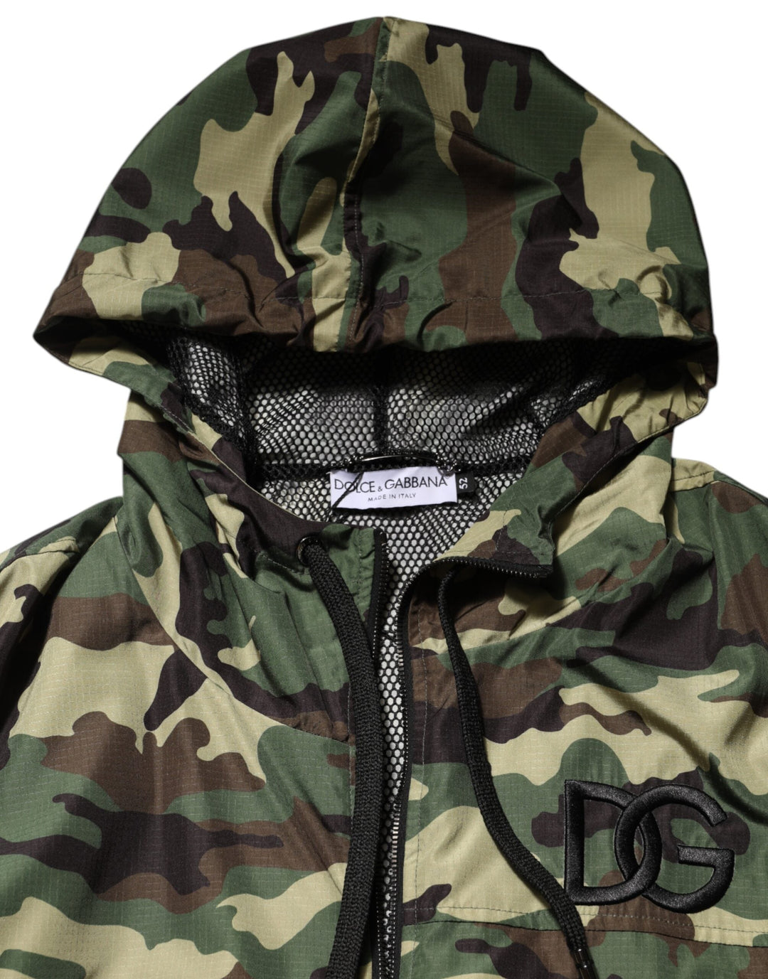 Men’s Dolce &amp; Gabbana Green Camouflage Hooded Sweatshirt Jacket