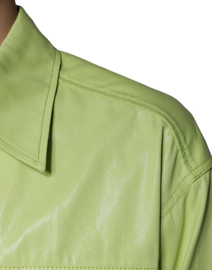 Men’s Dolce &amp; Gabbana Green Cotton Collared Men Button Down Shirt