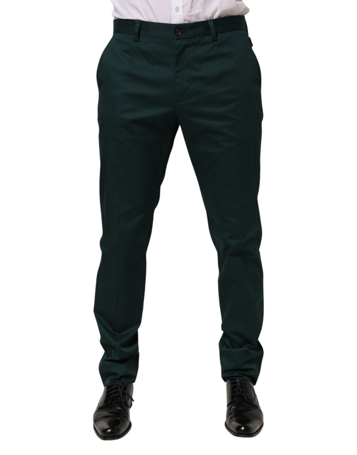 Men’s Dolce &amp; Gabbana Green Cotton Formal Dress Men Trouser Pants